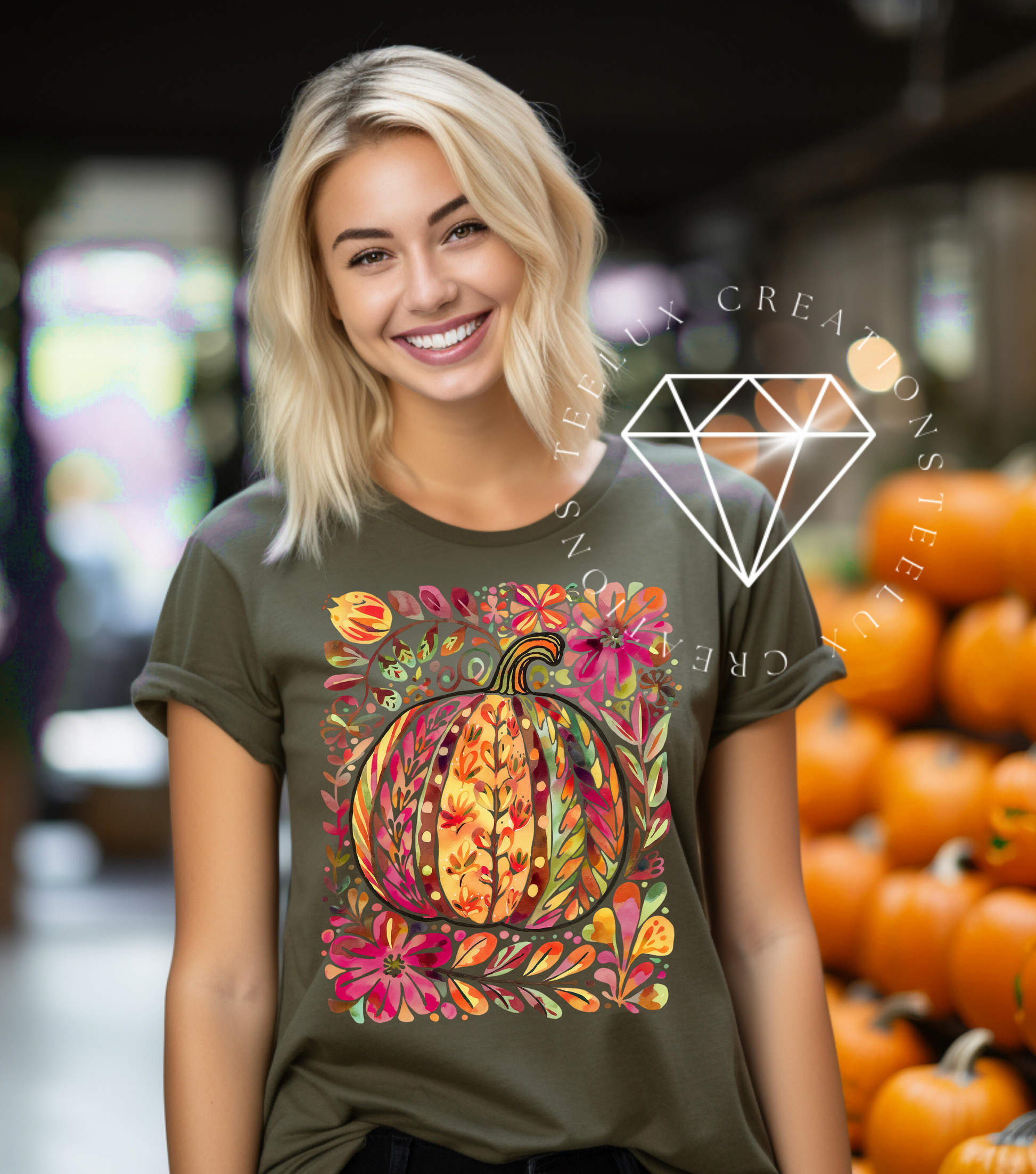 Floral Pumpkin Watercolor Boho